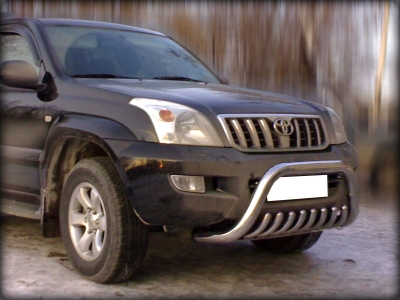 Защита переднего бампера радиусная двойная d-60+43 для Lexus LX-470 2002-2008