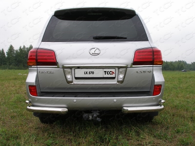 Защита задняя двойные уголки 76-42 мм ТСС для Lexus LX-570 2007-2012