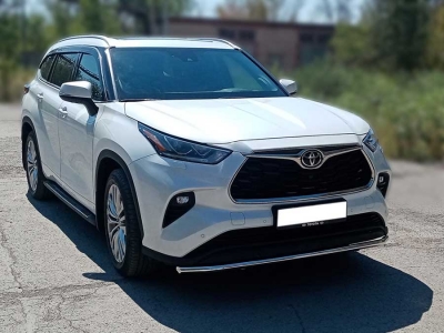 Защита переднего бампера d-43 одинарная для Toyota Highlander 2019 – н.в.