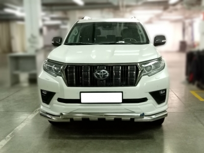 Защита переднего бампера d-76 с доп.накладками для Toyota Land Cruiser Prado 150 BLACK ONYX 2020 – н.в.