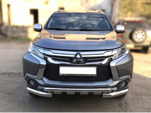 Защита переднего бампера d-76+60 с доп.накладками для Mitsubishi Pajero Sport MPS16_1.2