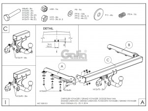 ТСУ Фаркоп оцинкованный Galia шар A для Dodge Caravan/Chrysler Voyager № C023A