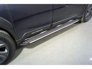 Пороги алюминиевые "Slim Line Silver" 1820 мм для Subaru Outback VI(BT) 2019 – н.в. SUBOUT21-25S